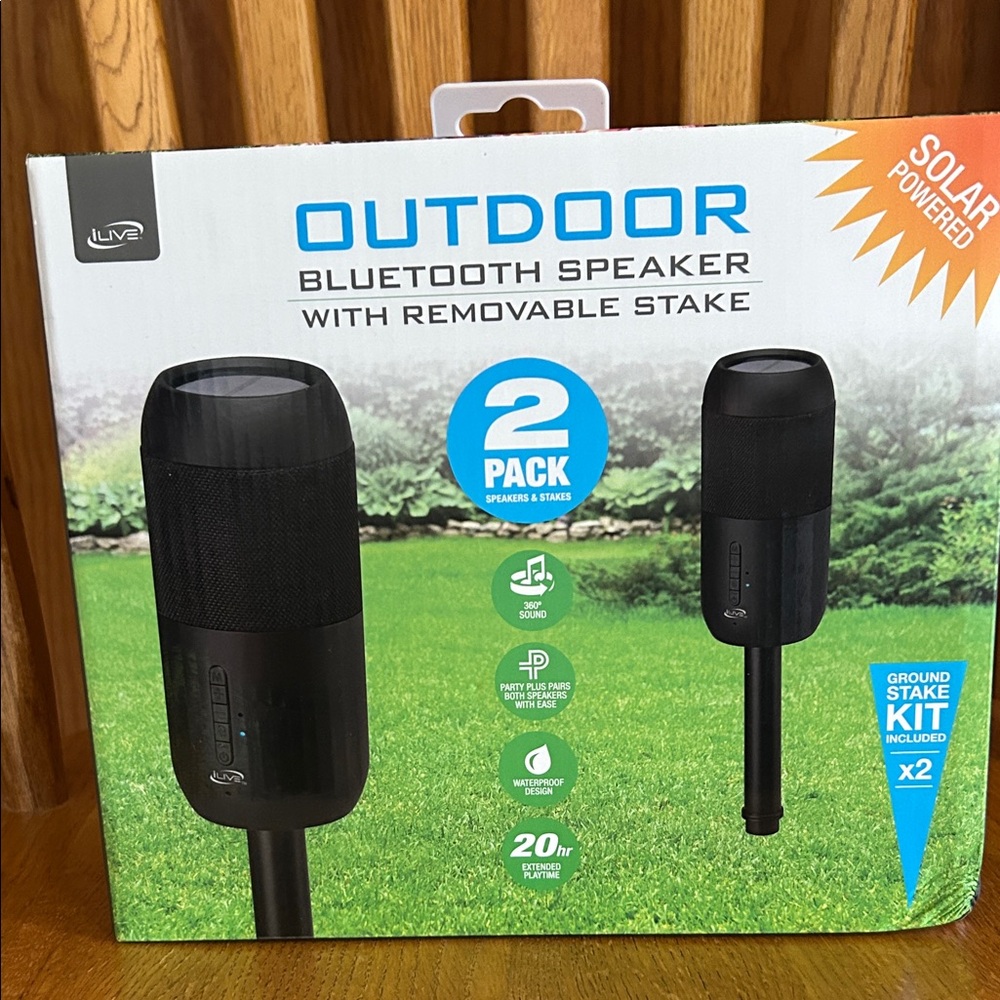 Outdoor Bluetooth Speaker with Removable Stake - Black